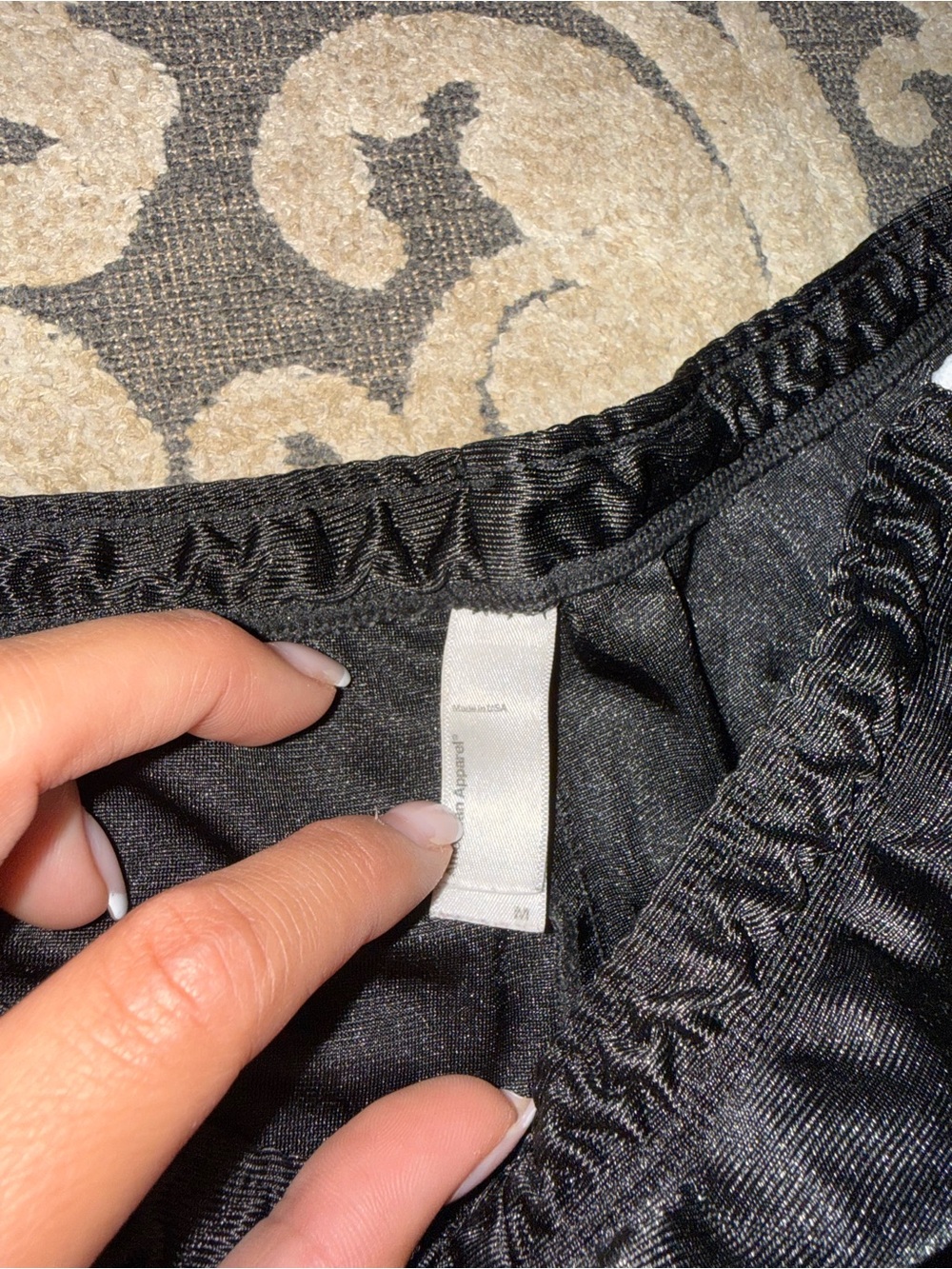 Vintage American apparel Black Women's Athletic Shorts with White Trim - Picture 4 of 4